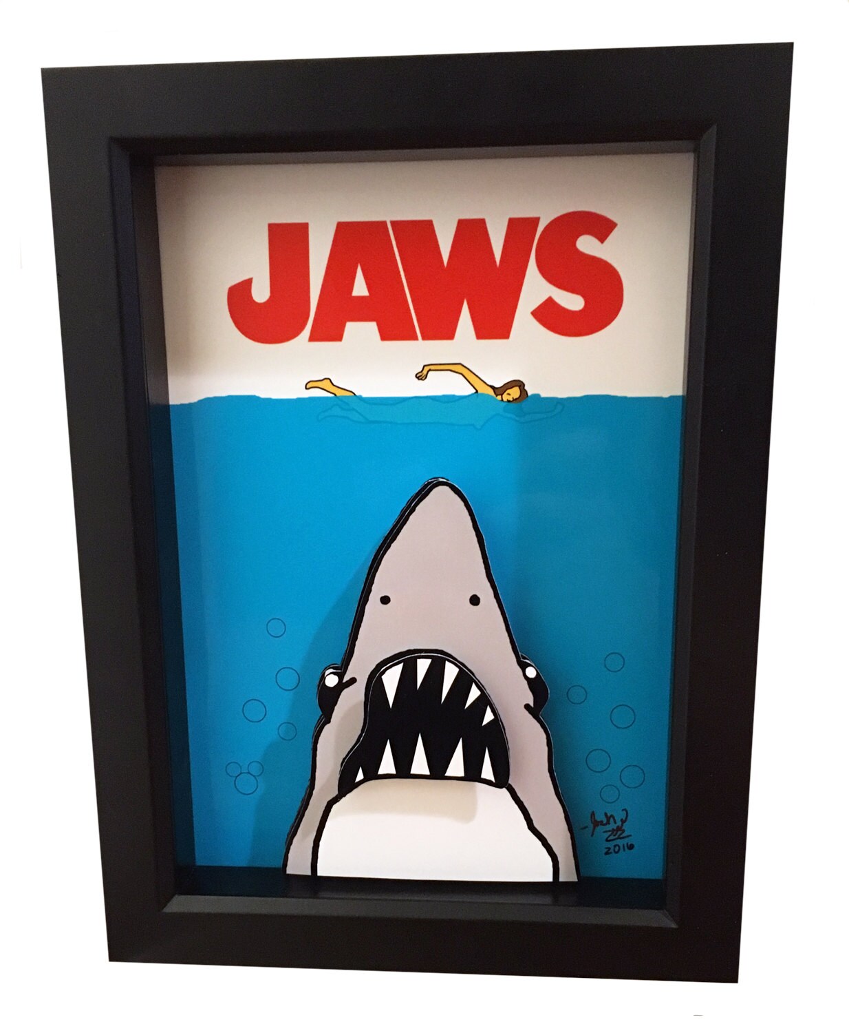 Jaws Movie Poster 3D Art: Framed Horror Decor - Etsy