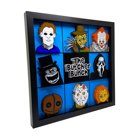 Butcher Bunch Horror Art: 3D Framed Print, Freddy, Jason, Pennywise