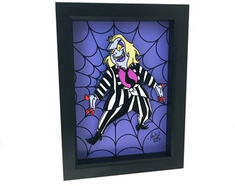 Beetlejuice Cartoon Art Beetlejuice Poster Beetlejuice Print Beetllejuice Cartoon Print 3D Art Tim Burton Print Tim Burton Decor Dark Decor