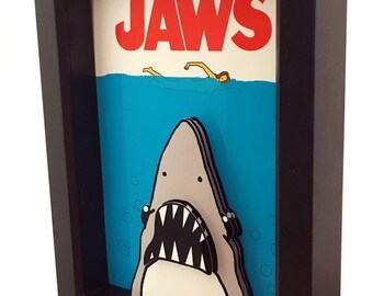 Jaws Movie Poster 3D Art: Framed Horror Decor - Etsy