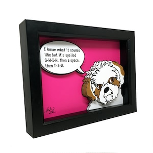 Shih Tzu 3D Art: Funny Dog Portrait - Framed Wall Decor