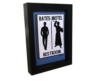 Bates Motel Decor Norman Bates Motel Art Psycho Art Funny Bathroom Decor Funny Bathroom Wall Sign 3D Art Alfred Hitchcock Art Bathroom Art