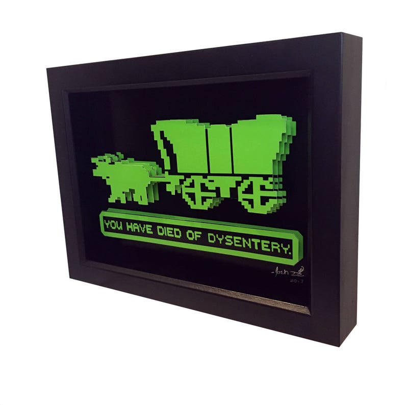 Oregon Trail You Have Died of Dysentery Retro Video Game Art 3D Art Print Video Game Decor image 4