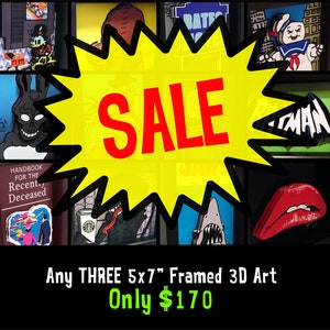 SALE Save TEN DOLLARS Pick any three 5x7 3D Art Horror Art Bathroom Decor Bathroom Signs Horror Print Retro Video Game Art Disney Decor image 3