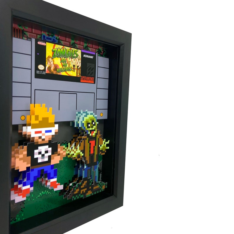 Zombies Ate My Neighbors Super Nintendo Art Zombie Decor 3D Art SNES Art Super Nintendo Print 16-Bit Art Print Gamer Gift Game Room Decor zdjęcie 2