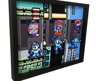 Mega Man 3D Art: Nintendo 8-Bit Shadowbox Frame (11x14)