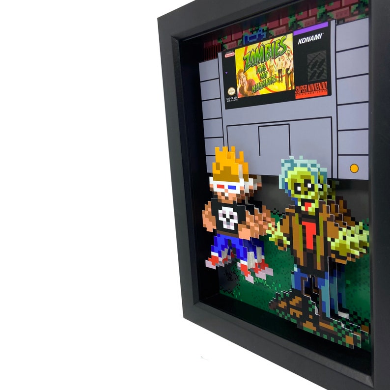 Zombies Ate My Neighbors Super Nintendo Art Zombie Decor 3D Art SNES Art Super Nintendo Print 16-Bit Art Print Gamer Gift Game Room Decor zdjęcie 5