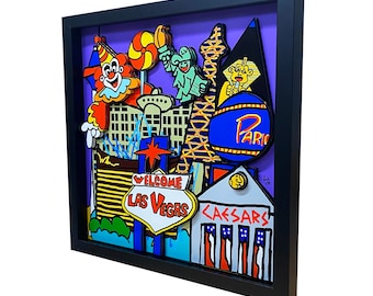 Las Vegas Art Las Vegas Decor 3D Art Las Vegas Strip Print Las Vegas Strip Art Las Vegas Gift Casino Decor Casino Art Poker Wall Art Print