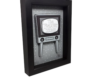 Twilight Zone Art Rod Serling Science Fiction Art Sci Fi Art Sci Fi Print Black and White Wall Art Black and White Art 3D TV Art TV Print