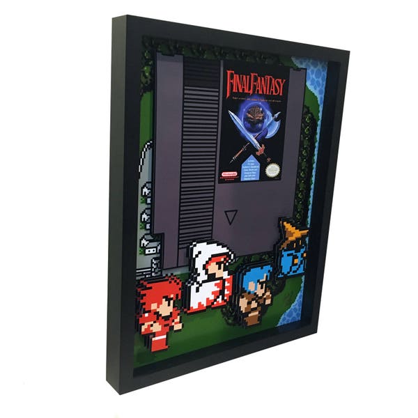 Arte de Final Fantasy de 8 bits: Impresión 3D enmarcada de Nintendo NES (11 x 14)