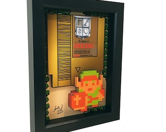 Legend of Zelda Framed 3D Art: Retro NES Cartridge, Link
