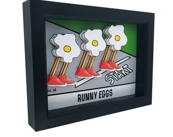 Funny Runny Eggs 3D Pop Art: Kitchen Wall Decor (5x7 Framed)