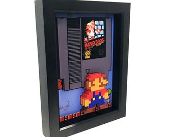 Arte de píxeles 3D de Super Mario Bros: Arte de Nintendo NES enmarcado