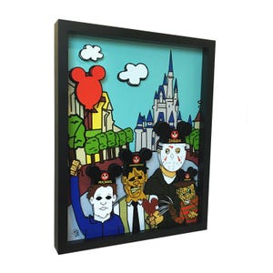 Disney World Horror Art Print: Freddy, Jason, Michael, Leatherface (11x14 Framed) image 1