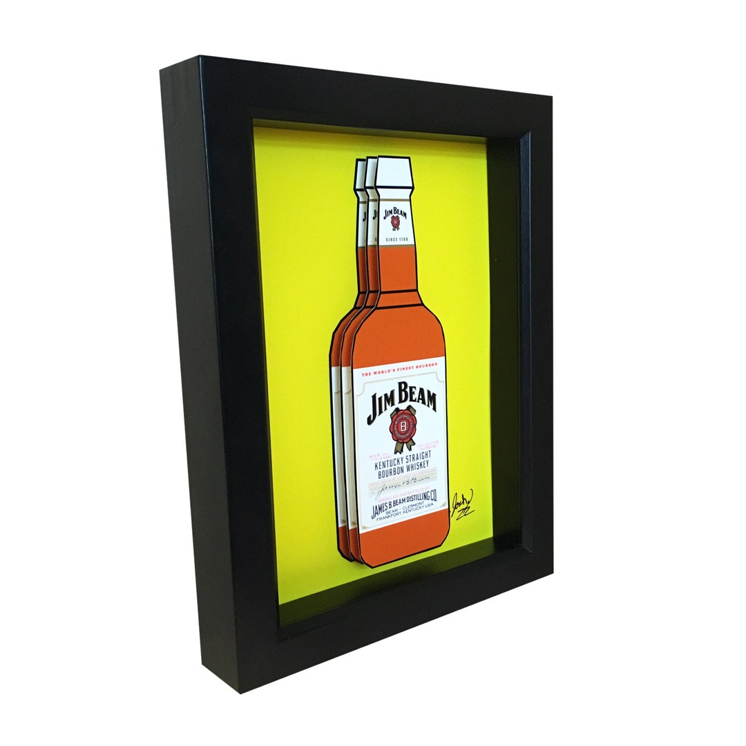 Jim Beam Bottle 3D Art: Whiskey Bar Decor, Signed - Etsy