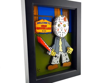 Friday the 13th 3D Art: Jason Voorhees Mask, Camp Crystal Lake