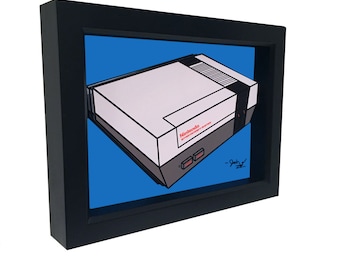 Nintendo Entertainment System Art NES Console Art Nintendo Decor NES Art Retro Video Game Decor Retro Video Game Art 3D Art Nintendo Print