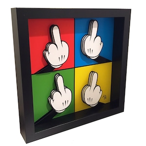 Middle Finger Art Middle Finger Decor Mickey Glove Mickey Hands 3D Art Cartoon Hands Cartoon Art Pop Punk Gifts Punk Rock Art Punk Rock Gift image 1