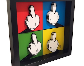 Middle Finger Art Middle Finger Decor Mickey Glove Mickey Hands 3D Art Cartoon Hands Cartoon Art Pop Punk Gifts Punk Rock Art Punk Rock Gift