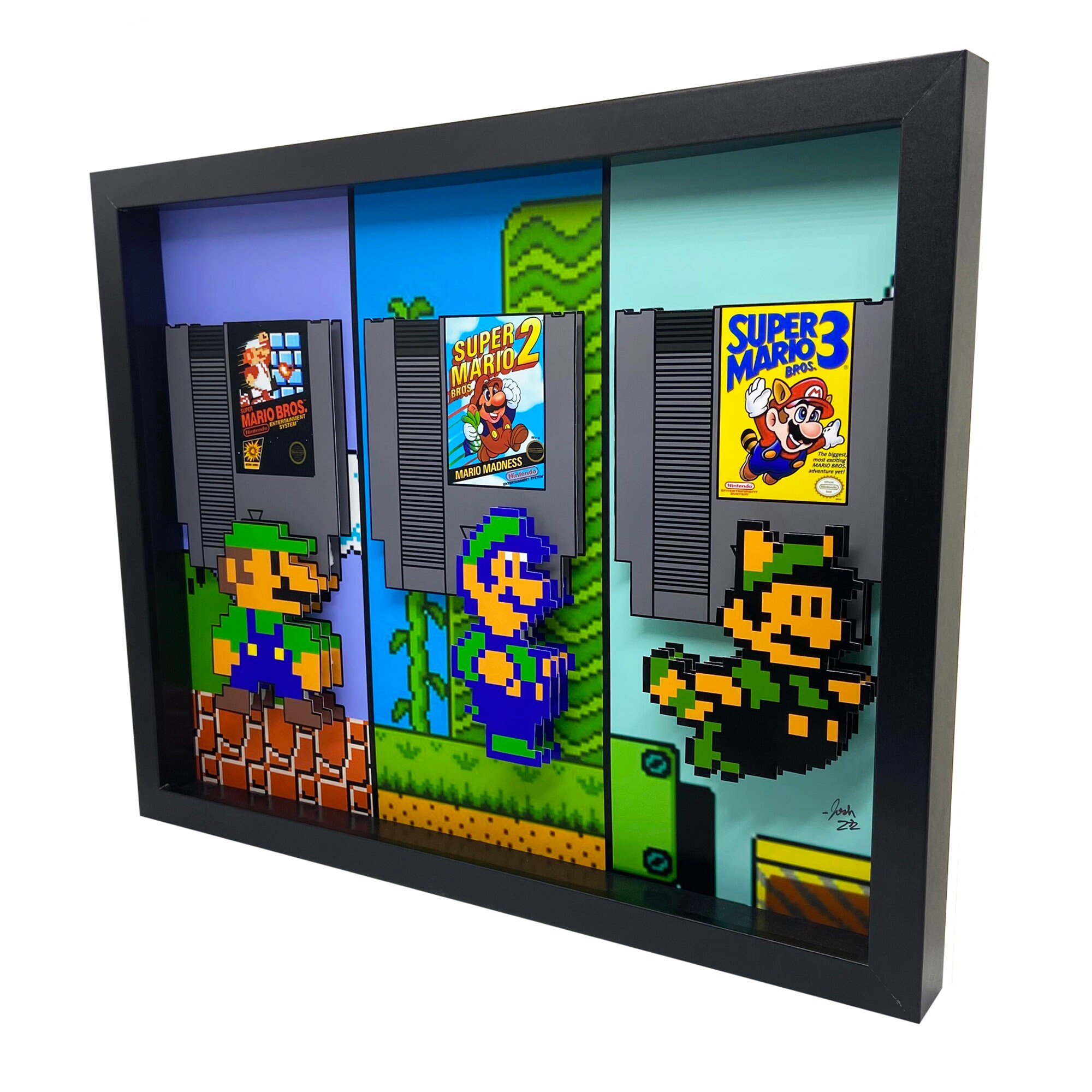 Luigi 3D Art: Super Mario Bros NES Shadow Box (11x14) - Etsy