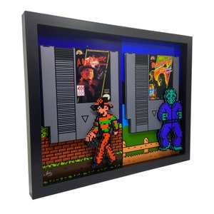 8 Bit Jason vs Freddy 3D Art: Retro Video Game Shadow Box
