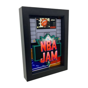 NBA Jam SNES Shadow Box Art: 3D Video Game Room Decor