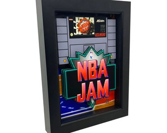 Arte de caja de sombras NBA Jam para SNES: decoración 3D para la habitación de un videojuego