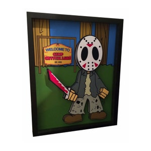 Friday the 13th Art Friday the 13th Decor Jason Voorhees Mask Jason Voorhees Art Camp Crystal Lake Sign 3D Art Horror Decor Horror Art Print