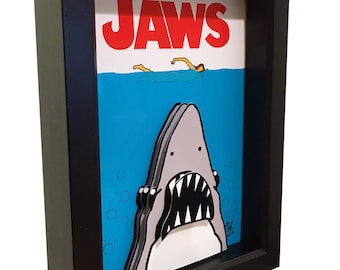 Jaws Movie Poster 3D Art: Framed Horror Decor - Etsy