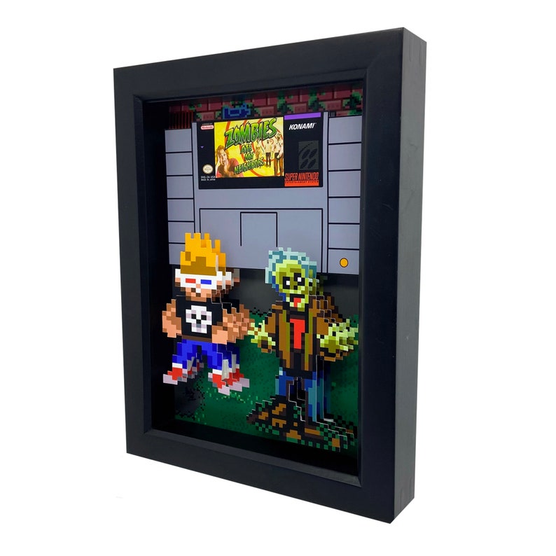 Zombies Ate My Neighbors Super Nintendo Art Zombie Decor 3D Art SNES Art Super Nintendo Print 16-Bit Art Print Gamer Gift Game Room Decor zdjęcie 4