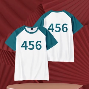 Custom Number Iconic T-shirt Koreran TV Series Themed T-shirt Player 456 Number Shirt Green Player Numbered T-shirt Unisex