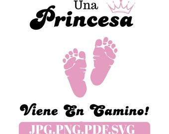 Digitales Princesa viene en camino、digitales para babyshower、archivo digitales、digitals for babyshower、スペイン語、プリンセス、ベビーシャワー