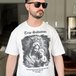 Vintage Virgin Mary Tee: Catholic Streetwear Shirt image 7