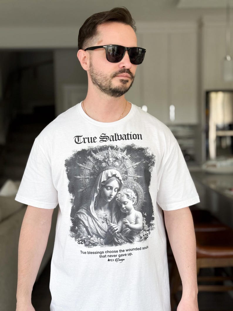 Vintage Virgin Mary Tee: Catholic Streetwear Shirt image 7