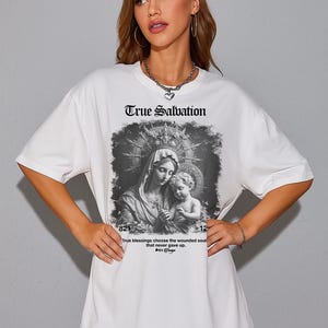 Vintage Virgin Mary Tee: Catholic Streetwear Shirt image 3