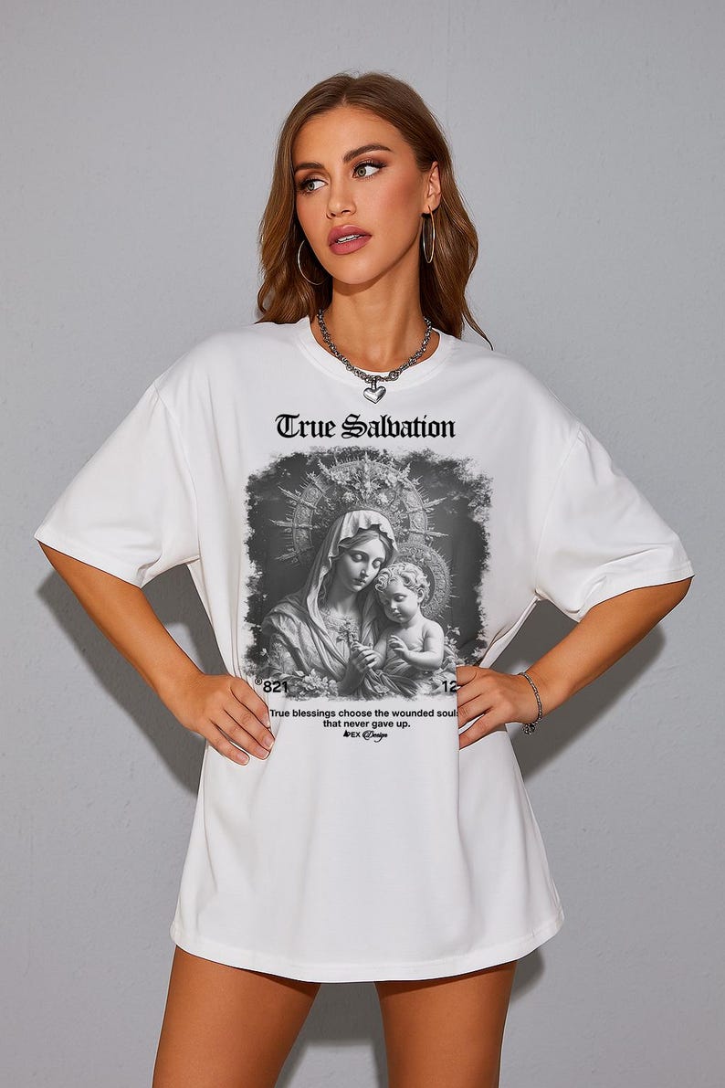 Vintage Virgin Mary Tee: Catholic Streetwear Shirt image 3