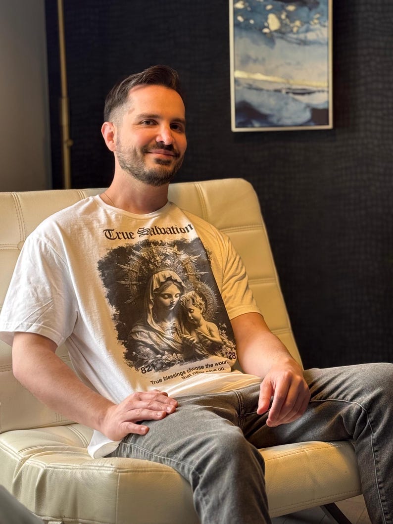 Vintage Virgin Mary Tee: Catholic Streetwear Shirt image 6