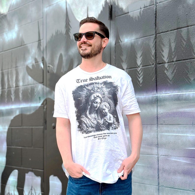 Vintage Virgin Mary Tee: Catholic Streetwear Shirt image 1