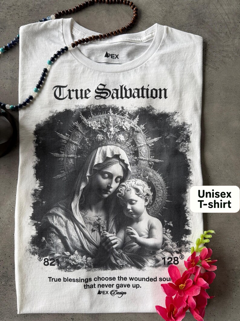 Vintage Virgin Mary Tee: Catholic Streetwear Shirt image 2