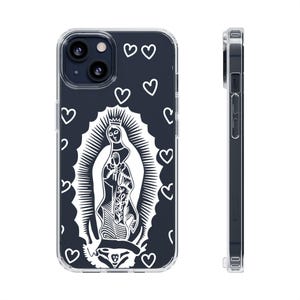Jungfrau Maria klare Handyhülle - Liebe und Schutz, personalisierte Handyhülle für Glaube und Spiritualität, Geschenk für sie, niedliches Handyaccessoire