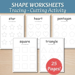 Shape Tracing & Coloring Worksheet – Printable Shape Recognition for Preschool  Kindergarten - Early Learning- Fine Motor Skills Activity