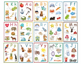 Large Alphabet Cards for Classroom | ABC Flaschcards | Educational Poster | Classroom Decor | Homeschool Decor | Initial Sounds