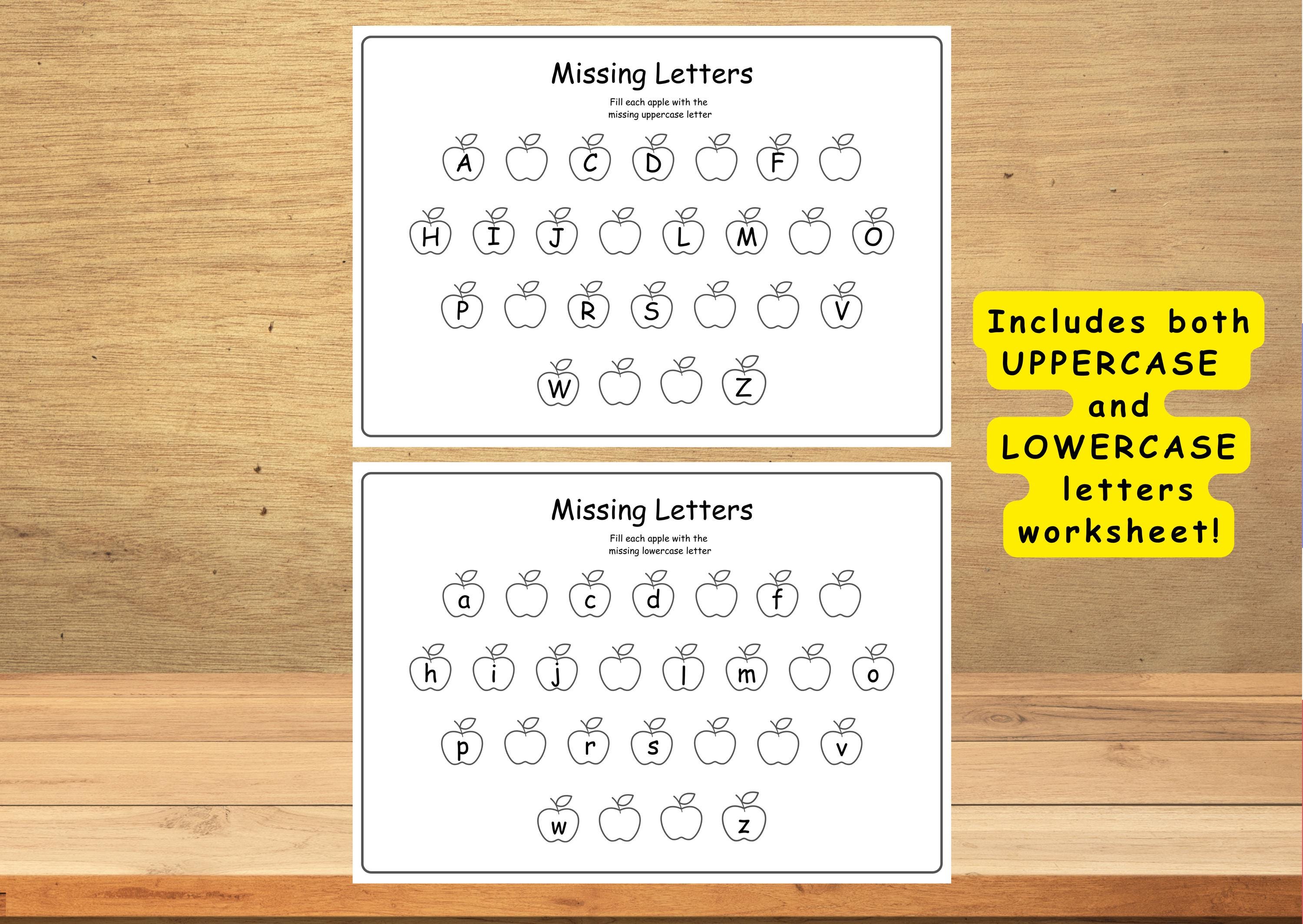 20 Missing Letters Worksheet | Alphabet Practice Pages | Uppercase ...