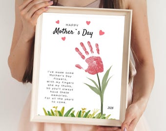 Mother’s Day Handprint Flower Printable Gift | First Mother's Day Gift | DIY Keepsake for Mom | Preschool Toddler Activity