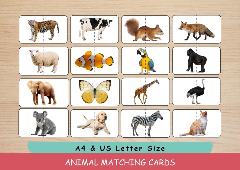 Animal Matching Cards | Kids Memory Game Printable | Educational ...