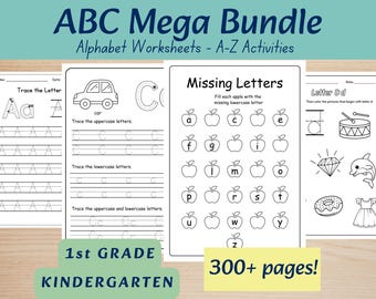 ABC Worksheets Bundle for Kids | Alphabet Tracing & Letter Activities | Preschool Kindergarten Printable | 300+ Pages | Homeschool Pack