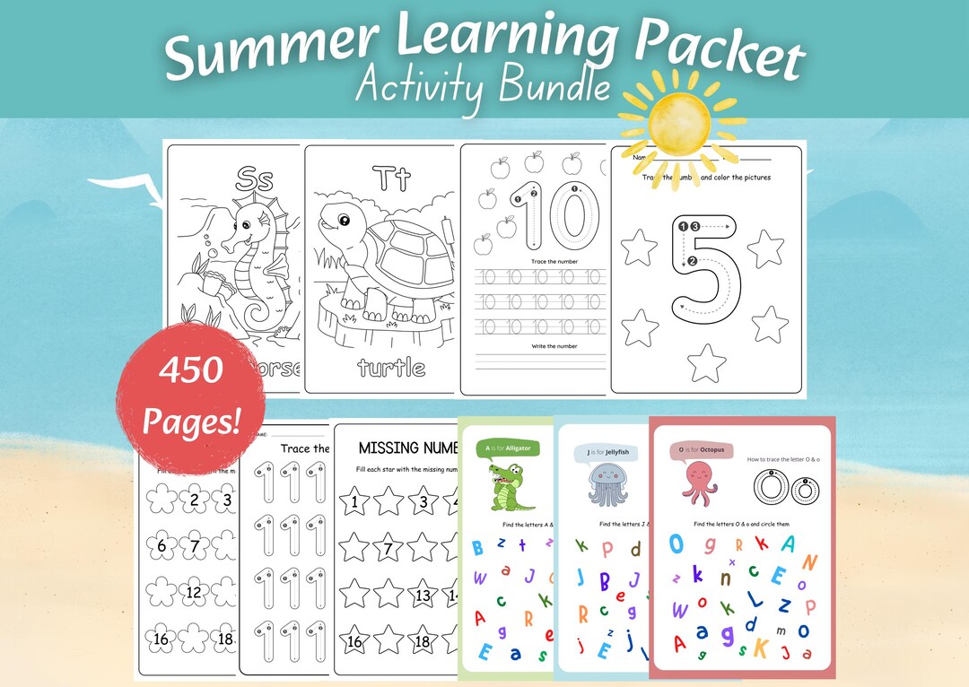 Summer Learning Packet for Preschool & Kindergarten Kids | 450 ...