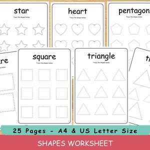 Shape Tracing & Coloring Worksheet – Printable Shape Recognition for Preschool  Kindergarten - Early Learning- Fine Motor Skills Activity