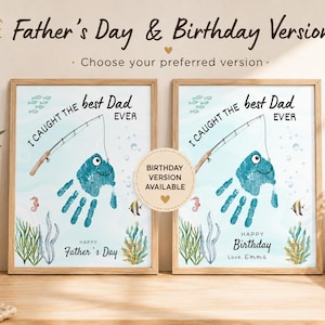 Father’s Day Handprint Craft Printable, Dad Fishing Gift from Kids, DIY Handprint, Personalized Father’s Day Gift, Last Minute Gift for Dad image 3