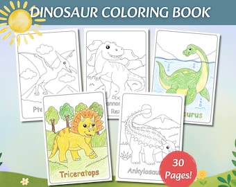 Dinosaurus kleurplaten voor kinderen – Printbare activiteiten voor thuisonderwijs - Activiteitenboek voor kleuters en peuters, kleurboek met dinosaurusthema